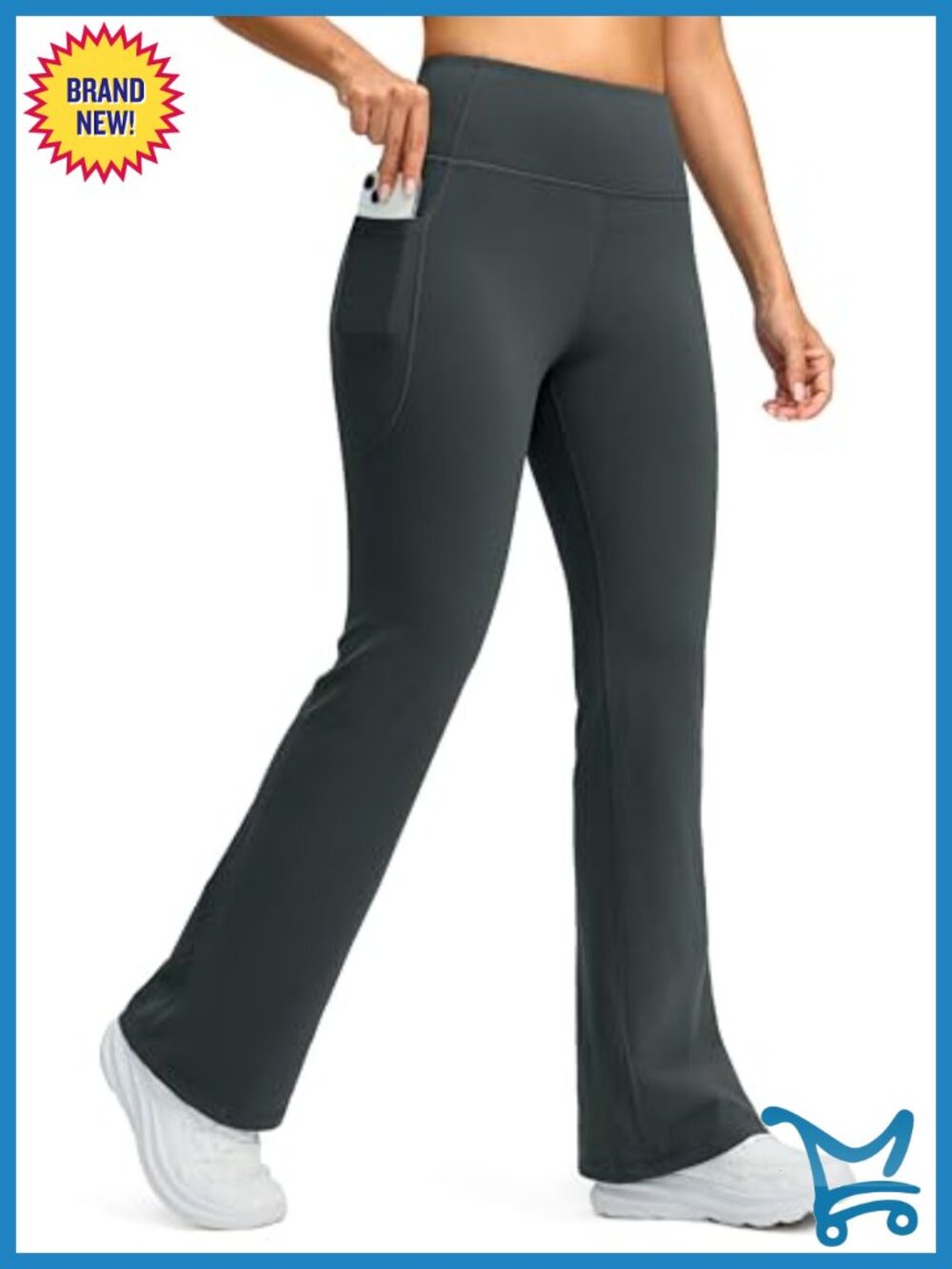 Fleece Lined High Waist Flare Leggings Yoga Pants with Pockets